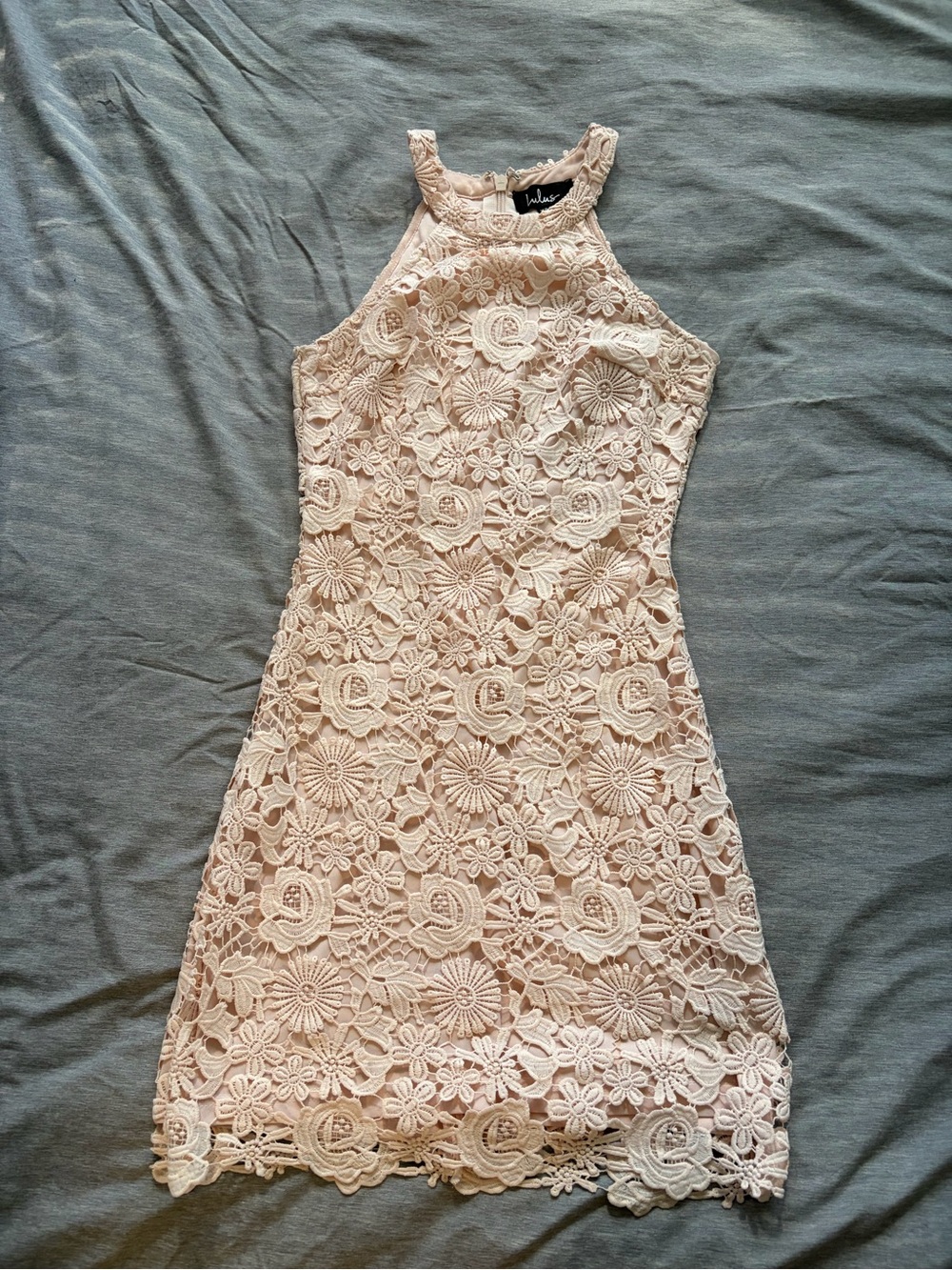 Lulus Pink Lace Crochet Mini Dress
